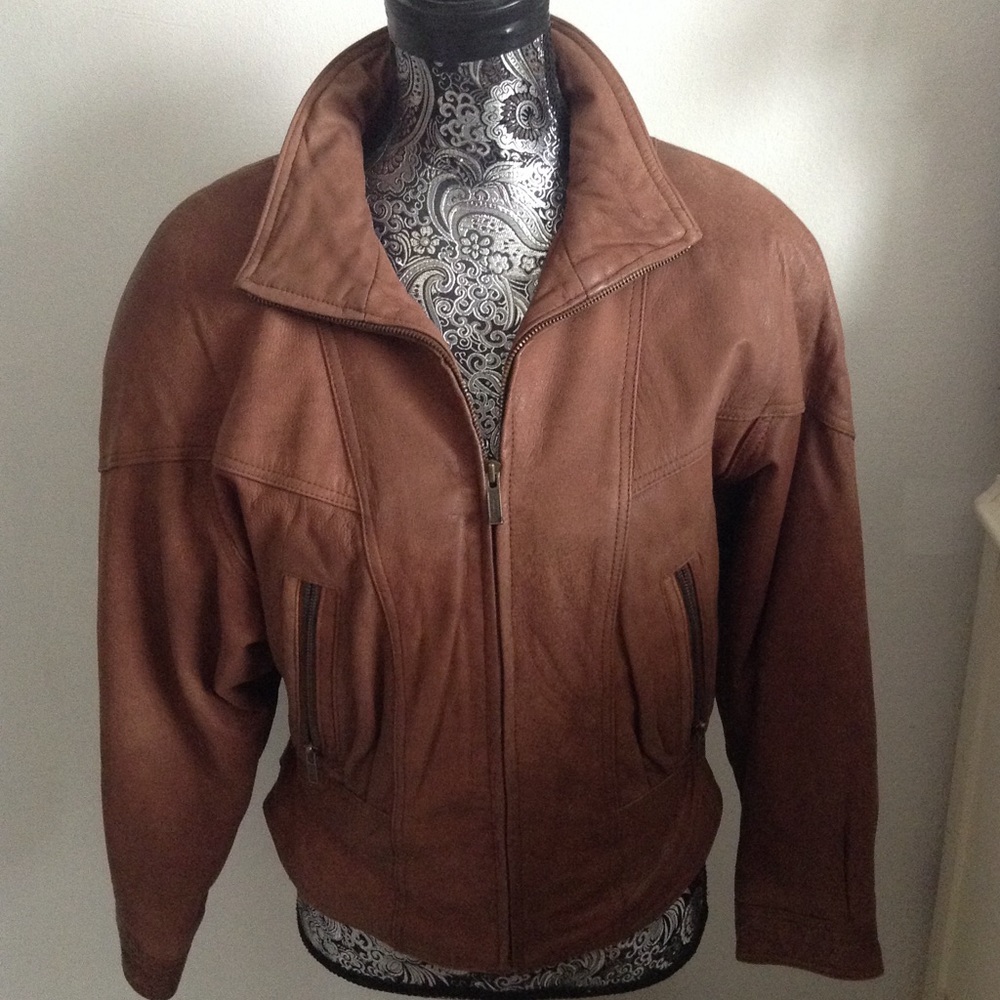 Y2K WILSONS VINTAGE 90's BROWN LEATHER BOMBER JACKET S